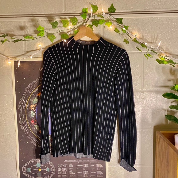 Striped ZARA Mock-neck Sweater Size Medium - Picture 1 of 3